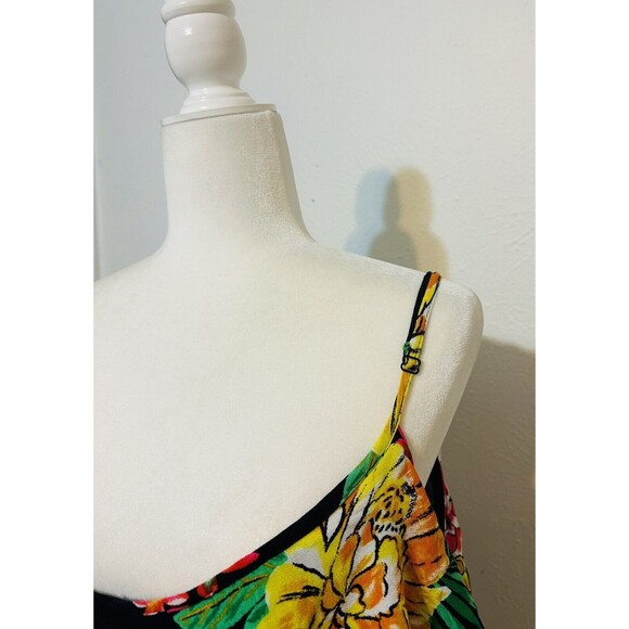 Old Navy Women Size XXL Black Tropical Flowers Print Lined Dress Boho Colorful - Picture 5 of 13